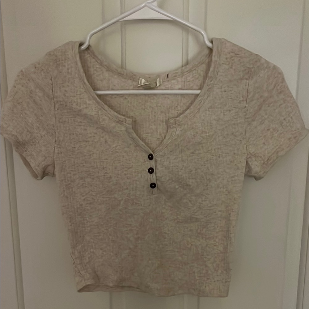 Women's Cream Button-Front Top